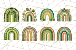 St Patricks Patterned Rainbow PNG, Boho Shamrock Clipart Product Image 6