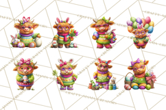 Easter Highland Cow Clipart PNG, Cute Spring Cow Clip Art Product Image 5