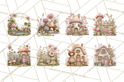 Enchanted Fairy Cottages Clipart PNG, Pastel Woodland Product Image 6
