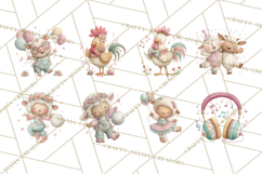 Farm Animals Dance Party Clipart, Dancing Cow Pig Sheep Png Product Image 6