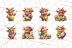 Easter Highland Cow Clipart PNG, Cute Spring Cow Clip Art Product Image 6