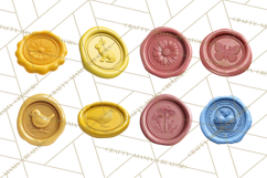 Easter Wax Seal Clipart, Bunny Chick Egg Floral Heart PNG Product Image 5