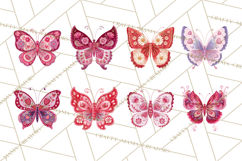 Folk Art Valentine Butterflies Red Pink Heart Wings Clipart Product Image 6
