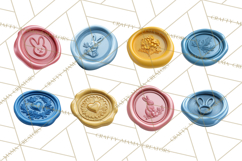 Easter Wax Seal Clipart, Bunny Chick Egg Floral Heart PNG Product Image 2