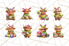 Easter Highland Cow Clipart PNG, Cute Spring Cow Clip Art Product Image 7
