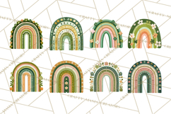 St Patricks Patterned Rainbow PNG, Boho Shamrock Clipart Product Image 5