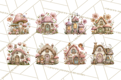 Enchanted Fairy Cottages Clipart PNG, Pastel Woodland Product Image 8