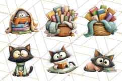 Farm Animals PNG Clipart, Cozy Reading Animals, Cute Cartoon Product Image 7