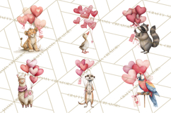 Valentine Animal Clipart Heart Balloon PNG Cute Love Art Product Image 6