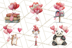 Valentine Animal Clipart Heart Balloon PNG Cute Love Art Product Image 7