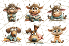 Farm Animals PNG Clipart, Cozy Reading Animals, Cute Cartoon Product Image 8