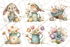 Garden Friends Clipart, Spring Animals Clip Art PNG Product Image 7