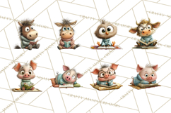 Farm Animals PNG Clipart, Cozy Reading Animals, Cute Cartoon Product Image 3