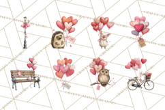 Valentine Animal Clipart Heart Balloon PNG Cute Love Art Product Image 2