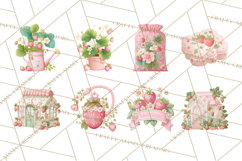 Strawberry Garden Clipart, Cute Strawberry Gardening Png Product Image 6