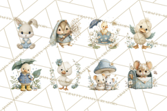 Rainy Day Clipart, Spring Rain Mini World PNG, Tiny Animal Product Image 4
