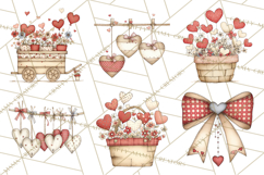 Farm Girl Valentine Clipart Pastel Country Watercolor PNG Product Image 2