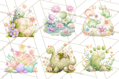 Cute Baby Dinosaurs Clipart PNG, Watercolor Dinosaur Product Image 8