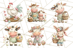 Easter Farm Animals Clipart PNG, Farm Animals Easter Eggs Product Image 7