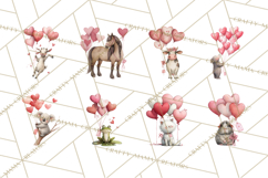 Valentine Animal Clipart Heart Balloon PNG Cute Love Art Product Image 3