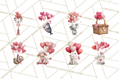 Valentine Animal Clipart Heart Balloon PNG Cute Love Art Product Image 4