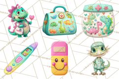 Pediatric Nurse Dinosaur Clipart Cute Medical PNG Product Image 2