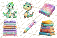 Pediatric Nurse Dinosaur Clipart Cute Medical PNG Product Image 3