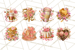 Pink Gold Valentine Clipart PNG, Sweetheart Coffee Cup Product Image 5