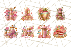 Pink Gold Valentine Clipart PNG, Sweetheart Coffee Cup Product Image 2