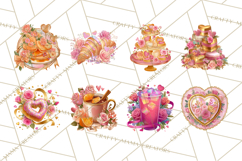 Pink Gold Valentine Clipart PNG, Sweetheart Coffee Cup Product Image 4