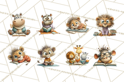 Safari Animals PNG Clipart, Cozy Reading Animals Product Image 6