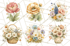 Vintage Spring Florals Clipart, Cottagecore Flower Png Product Image 2