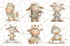 Cute Winter Farm Animals PNG, Cozy Snowy Animal Clipart Product Image 2