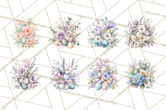 Easter Floral Clipart, Watercolor Spring Flowers Png Product Image 4