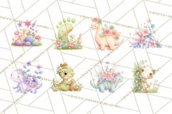 Cute Baby Dinosaurs Clipart PNG, Watercolor Dinosaur Product Image 2
