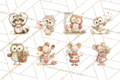 Cozy Cottage Valentine Critters Clipart PNG Animals Product Image 5