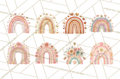 Valentine Boho Rainbow Clipart, Romantic Heart Rainbows PNG Product Image 4