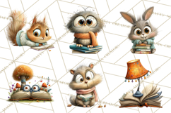 Woodland Animals PNG Clipart, Cozy Reading Animals Product Image 7