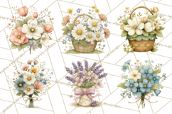 Vintage Spring Florals Clipart, Cottagecore Flower Png Product Image 3