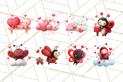 Valentine Ladybug Clipart PNG, Cute Bee Butterfly Beetle Png Product Image 4