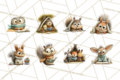 Woodland Animals PNG Clipart, Cozy Reading Animals Product Image 5