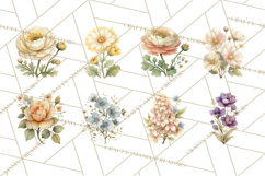 Vintage Spring Florals Clipart, Cottagecore Flower Png Product Image 5
