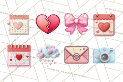 Cute Valentine Icons PNG Pastel Love Clipart Illustrations Product Image 5