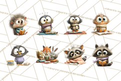 Woodland Animals PNG Clipart, Cozy Reading Animals Product Image 3