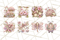 Magic Garden Bugs Clipart PNG, Pastel Fairy Garden Png Product Image 4