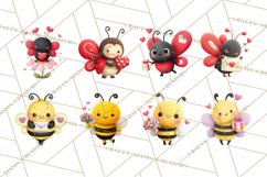 Valentine Ladybug Clipart PNG, Cute Bee Butterfly Beetle Png Product Image 5