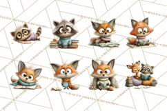 Woodland Animals PNG Clipart, Cozy Reading Animals Product Image 6