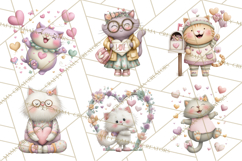 Valentine Cat Clipart PNG, Cute Valentine Cats, Kids Product Image 2
