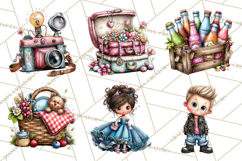 Retro Glam Kids Clipart PNG, Vintage Inspired Mini World Product Image 8