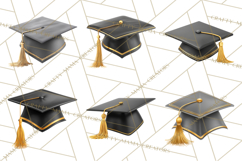 Graduation Cap Clipart PNG, Classic Graduation Hat Tassel Product Image 5